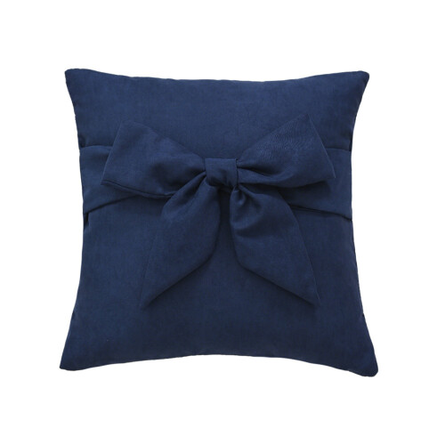 Home Decoration Essential Bowknot Pillow Cover Features-Navy