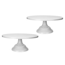 2pièces 12Pouces Fer Rond Gâteau Stand Gâteau Plaque PiéDestal Titulaire de Dessert de Mariage Fête D'Anniversaire-Blanc