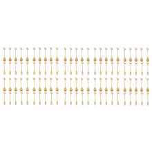 50Spoon + 50Forks Edelstahlblatt Kaffee KuchenlöFfel Gabel DessertlöFfel, Rühren TeelöFfel Set Golden