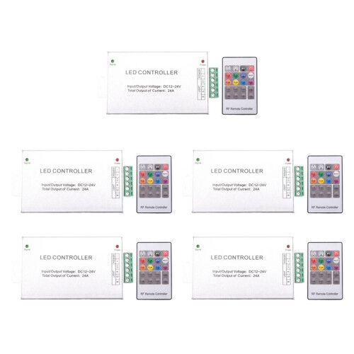 5X LED Controller 12-24V Low Pressure RF Colorful 20-Key Remote Control RGB Light Bar Dimming Controller