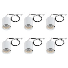 6X E27 Keramik Schraube Base Runde LED Gluehbirne Lampenfassung Halter Adapter Metall Lampenfassung mit Draht Weiss