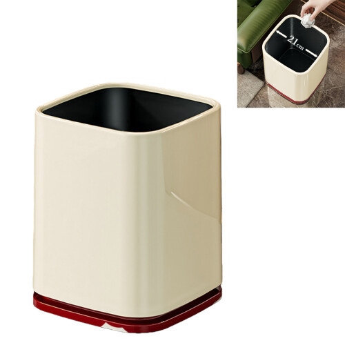 Oversized Wheeled Trash Bin with Large Capacity 13L-cream white 2