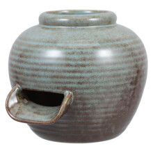 Besportble Ceramic Fountain Jar with Wide U Spout Indoor Tabletop Waterfall Pot for Fish Pond Circulation and Hydroponic Plant Decor 3.54X3.23X1.69In