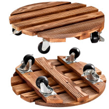 Yeqqzq 2 Pack Wood Plant Caddy with Wheels, 30cm/12inch Heavy Duty Rolling Plant Stand, Planter Caddy Flower Cart, Plant Dolly for Heavy Duty Large