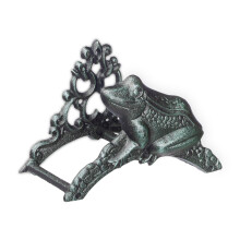 Relaxdays Hose Pipe Holder, Frog, Cast Iron, Vintage Look, Wall-Mounted Hosepipe Hanger, 18.5 x 26.5 x 16.5 cm, Green