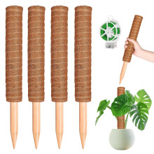YAUNGEL Moss Stick, 4 Pcs 41CM Moss Pole Plant Support Totem Pole Plant Climbing Coco Coir Poles with 20M Twist Ties to Support Indoor Plants to Grow