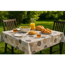 texpot Oilcloth 160 cm Round with Curl Washable with Hem Polyester Garden Tablecloth