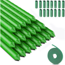 20PCS Garden Plant Stakes, Portable Durable Green Plant Support Sticks with 15 Connector and 1 Plant Ties, Vine Support Stakes for Flowers Vegetable,