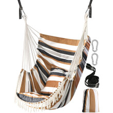 Chihee Hammock Chair Hanging Swing 2 Seat Cushions Included,Strong Webbing Straps and Hooks for Easy Hanging Soft Cotton Weave Hanging Chair Side
