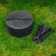 UNIGARDIA Flexible Lawn Edging 20 m with 40 Securing Pegs - Height 13 cm, Thickness 3 mm - Plastic Grass Border & Flower Bed Garden Edging - Easy to