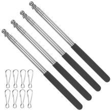 PATIKIL 5.2 Feet Telescopic Handheld Flagpoles, 4 Pack Stainless Steel Extendable Portable Guide Flag Pole with 2 Clips for Tour Guides Teacher