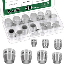 Keadic 28PCS 7 Different Sizes Safety Round Handle Wedges Set Steel Hammer Handle Splitting Wedge Axe Hand Metal Wedge for Axe Claw Hammer Sledge