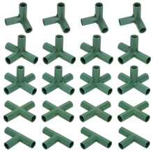 M METERXITY 20 Pcs 16mm Greenhouse Frame Building Connectors, 5 Types Pipe Fitting for Grape Trellis/Sunscreen Shed/Gardening Plant Stakes, Greenhouse