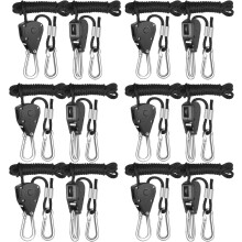 iPower 6-Pair 1/8 Inch 8-Feet (2.4m) Long Heavy Duty Adjustable Rope Clip Hanger,150lbs (68kg) Weight Capacity, Reinforced Metal Internal Gears, Black
