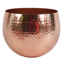 Leaf LEAF-7302 Large Metal Planter Hammered Copper Colour-Straight Edge, 22cm x 18cm