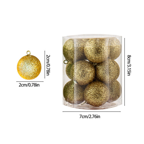 Gold Glitter Christmas Tree Ornaments 12 Pack 2