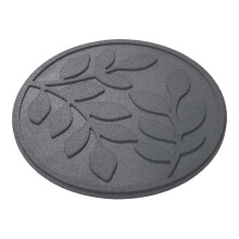 Nicoman Garden Recycled Stepping Stones with Leaf Design, Reversible, Rubber, Hard Wearing (Grey, Set of 1)