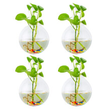 Glasseam Wall Hanging Glass Planters 4Pcs Spherical Shape Plant Pots Terrarium Container Vase with 4.24 OZ Colorful Stones Indoor Outdoor for Home