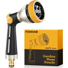 FANHAO Hose Pipe Spray Gun, 100% Heavy Duty Metal Hose Spray Gun with Thumb Control, High Pressure Hose Nozzle with 8 Adjustable Spray Patterns for