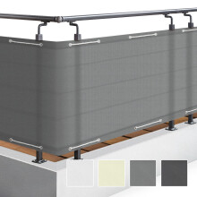 Sol Royal PES Balcony Privacy Screen Garden 90x600 cm Grey ? Waterproof Privacy Netting with Eyelets & String ? UV-Resistant Fence Outdoor Garden