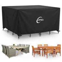 Kipiea Garden Furniture Covers, Outdoor Table Covers Waterproof, 420D Heavy Duty Oxford Fabric Patio Furniture Cover Square Windproof, Anti-UV No