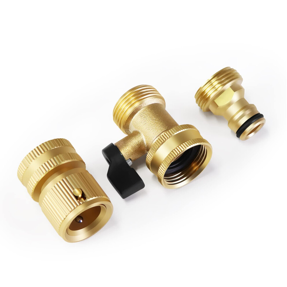 Mdlufee Garden Hose Quick Connector,3/4 Inch Brass Shut Off Valve And Female Thread Tap Connector And Male Thread Brass Quick ?3Pcs? 5051224416967