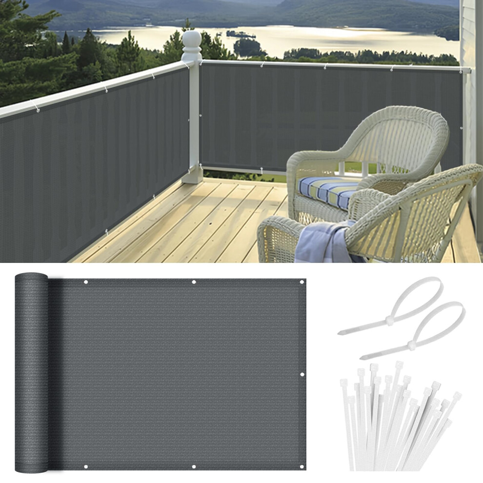 Heng Feng Balcony Privacy Screen 0.9X3m, Screen Fence Cover (Hdpe), 95% Uv Protection For Deck, Patio, Backyard, Outdoor Pool, Porch, Railing,Charcoal 5051224419838