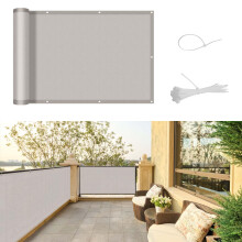 SUNNY GUARD Balcony Privacy Screen 100x600cm Fence Screen for Balcony and Patio Cover,UV protection waterproof and windproof,with Cable Ties,Taupe