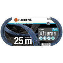 Gardena Liano Xtreme 1/2 inch, 25m set: Extremely robust textile garden hose, for indoor water taps, with PVC inner tube, lightweight,