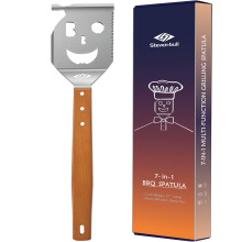 BBQ Accessories for Charcoal BBQ,Gas BBQ, 7 in 1 BBQ Spatula with Scraper, 17 Inch Long BBQ Tools for Barbecue Grill, Dad Gifts, Fathers's Day Gifts,