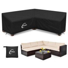 Kipiea V Shaped Garden Furniture Covers Waterproof, 420D Heavy Duty Oxford Fabric Outdoor Rattan Corner Sofa Covers with Windproof, Garden Sofa Cover,