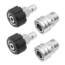 Hoypeyfiy 2 Sets M22 14mm Pressure Washer Quick Connect Fittings 14mm to 3/8 inch 5000PSI Quick Connect Hose Adapters for Universal Gun Hose and Pump