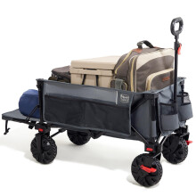 TIMBER RIDGE Festival Trolley 300L with Brakes, Folding Camping Trolley Cart with Tailgate, 135kg Collapsible Heavy Duty Wagon Detachable Wide Wheels