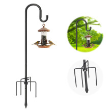 Bird Feeder Pole, 198 cm Double Shepherd's Hook, Heavy Duty Hummingbird Stand with 5-Prong, Rustproof Bird Feeder Hangers for Outside Hanging