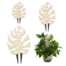 FINGERINSPIRE 3PCS Wooden Plant Trellises 3Sizes Monstera Leaf Shape Floral White Houseplant Trellis for Indoor Climbing Plants Garden Plant Trellis