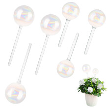 LDXDRU 6 Pack Plant Watering Globes, 14 x 5cm & 22 x 7cm Glass Plant Watering Bulbs, Iridescent Self Watering Globes Plant Self Watering Stakes for
