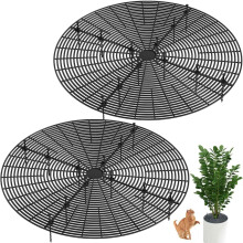 Black Plant Pot Grid, Tianher 2 Pcs Plants Covers Soil Large Cuttable Flower Pot Soil Cover Protectors with Deep Stakes, Flowerpot Cover,Protection