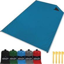 gipfelsport Beach Blanket - Travel Picnic Blanket | Sandfree, Lightweight, Waterproof, Portable | 200x140cm | Blue