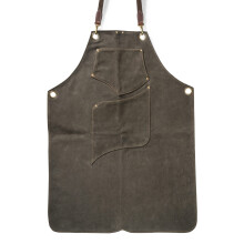 Angus Stoke Premium Leather Apron - Full Leather BBQ Apron - One-Cut Vintage Leather Apron - BBQ & Kitchen - Archie, dark green, XXL-3XL