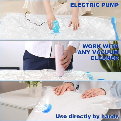 Vacuum Storage Bags Blue Transparent 12 Pack 2