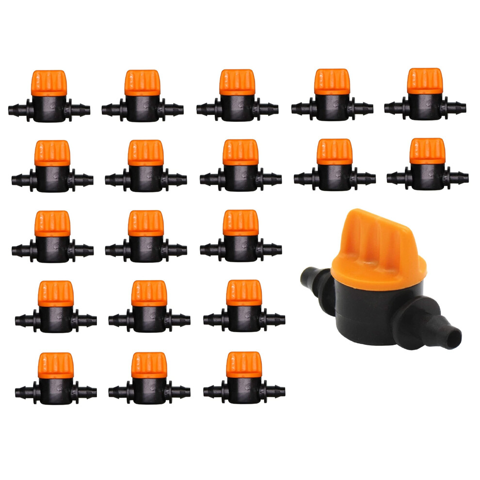 Tigerlily Enterprises 20Pcs 4Mm Micro Irrigation Shut Off Valves ? Barbed Coupling Connectors For 4/7Mm Hose ? Garden Drip Watering System Fittings 5051224425235