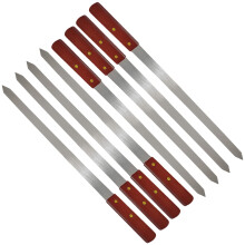 8Pcs Stainless Steel Flat Kebab Skewers, 24 inch Turkish Adana Skewers for BBQ Grill Accessories