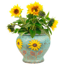 Sungmor Ceramic Hand Painted Succulent Flower Pots, 9 Inch Large Pottery Pots for Indoor Outdoor Plants, Decorative Ceramic Vase for Flower