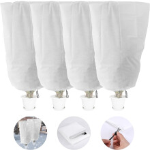 GIONAR 4 PCS Winter Plant Frost Protection Covers,120x80CM Garden Fleece Frost Protection for Plants with Drawstring, Rip Resistant Garden Plant