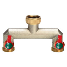 POPOYU Outdoor Tap Splitter 2 Way,Brass Garden Water Splitter,Brass Garden Hose Splitter,2 Way Water Connector with On/Off Valves and Extended