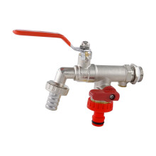 W?rmer System Outside 1/2 inch Garden Tap with Check Valve, Double Outlet Tap (Lever Double Outlet Tap 1/2x3/4x3/4)