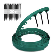 GARDENIX Lawn Edging 6cm high - 33ft long Green Flexible Garden Edging Border with Easy Dig Installation & Reinforced Plastic Pegs, Ideal for