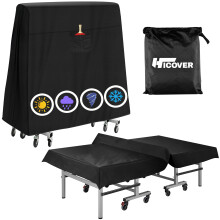 HICOVER 600D Table Tennis Table Cover, Ping Pong Table Cover Universal 9x5 FT, Waterproof, Sunproof, Fits Folding & Flat Tables, Black, Oxford Fabric