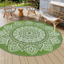 Famibay Outdoor Rug Round 180CM Garden Rugs Outdoor Waterproof Plastic Straw Garden Mat Carpet UV Resistant Reversible Outside Patio Rugs for Balcony