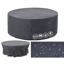 F&J Outdoors Garden Furniture Covers Waterproof Outdoor Table Cover Heavy Duty Tear Resistant Cinched Waist Windproof Round Garden Furniture Cover,